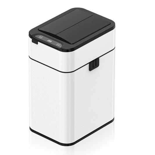 15 Liters/4 Gallon White Stainless Steel Motion Sensor Trash Can,Rectangular Smart Trash Can for Living Room, Bedroom, Kitchen, Bathroom, and Office