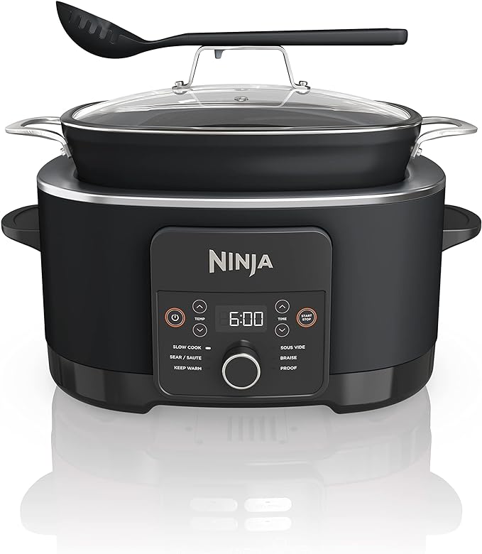 Ninja MC1010 Foodi PossibleCooker PLUS - Sous Vide & Proof 6-in-1 Multi-Cooker, with 8.5 Quarts, Slow Cooker, Dutch Oven & More, Glass Lid & Integrated Spoon, Nonstick, Oven Safe Pot to 500°F, Black