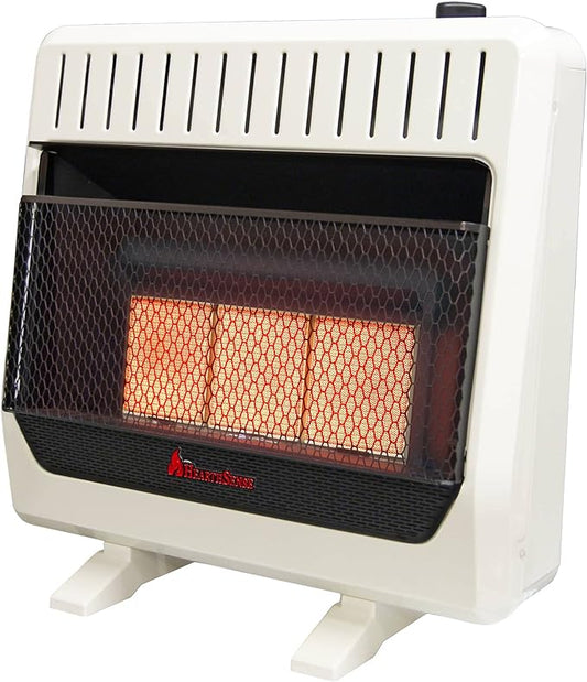 HearthSense Dual Fuel Ventless Infrared Plaque Heater With Base and Blower - 30,000 BTU, T-Stat Control - Model# IR26T-BB-R (Renewed)