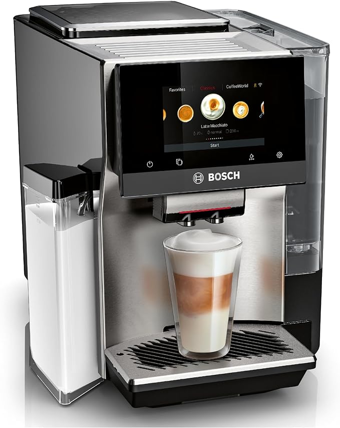 Bosch TQU60703 800 Series VeroCafe Fully Automatic Espresso Machine with Home Connect, 36 Coffee Varieties with Coffee World, Cup Warmer, Double Cup, Integrated Milk Container, in Stainless Steel