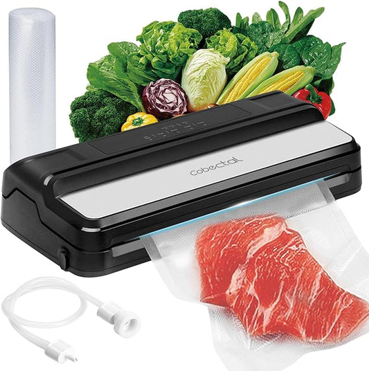 Food Vacuum Sealer Machine, Cobectal Vacuum Sealer Machine with 7 modes & 14MM Widened Heating Strip,Multi-Functional Vacuum Food Sealer Machine with Cutter,Vacuum Bags & Accessory Hose