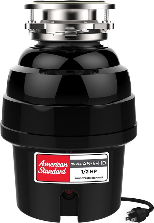 American Standard 10-US-AS-5-HD Garbage Disposer, 1/2 HP Heavy Duty, Black