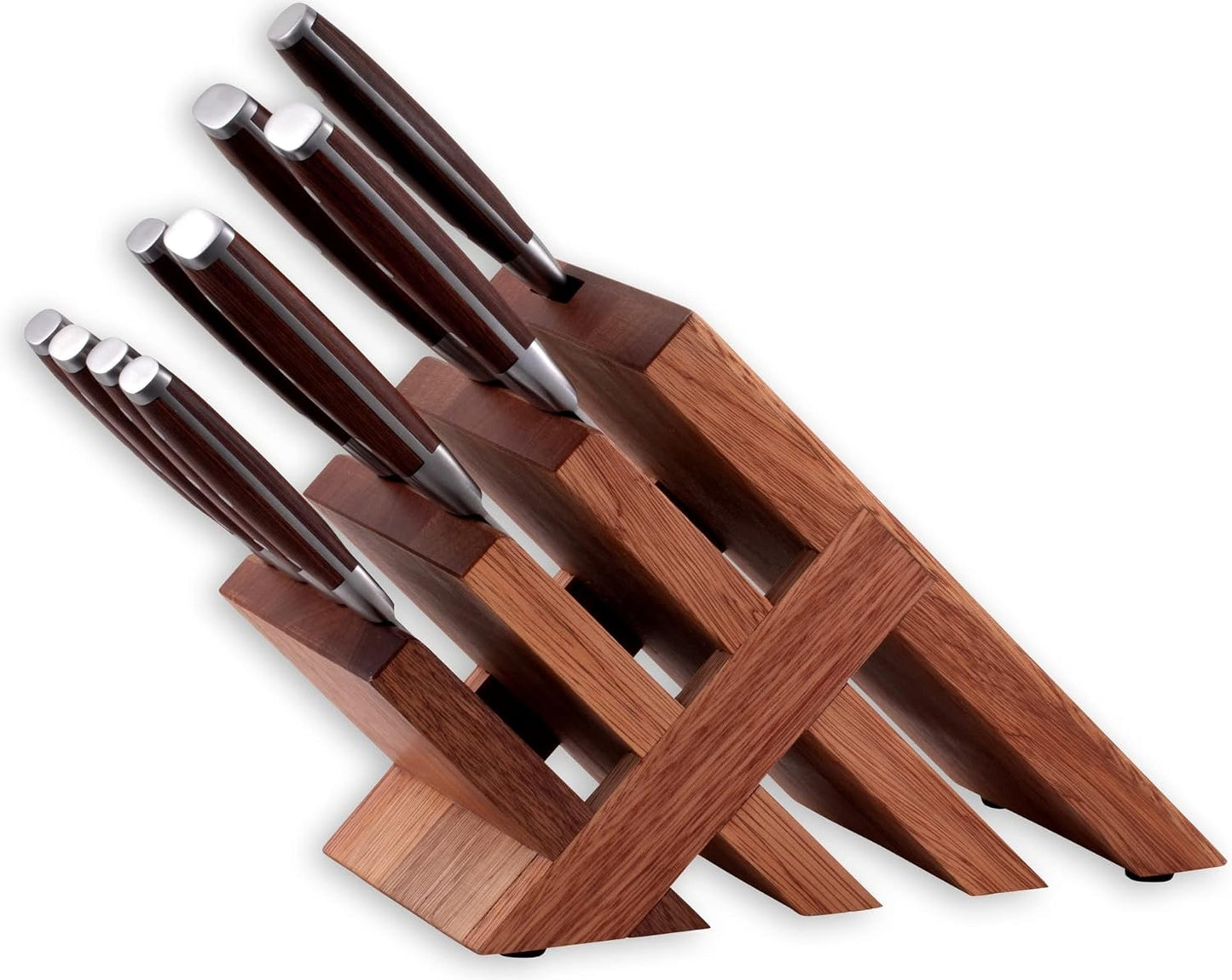 Messermeister Avanta 10-Piece Pakkawood Knife Block Set - German X50 Stainless Steel - Includes 4 Speciality Knives, Heavy-Weight Fork, 4 Steak Knives & Magnetic Knife Block