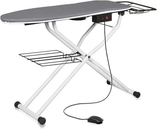 Reliable The Board 500VB Home Vacuum and Up-Air Pressing Table Ironing Board, Height Adjustable, Quick-Dry Textured Polyester Cover, Laundry Rack, Tube Frame Construction, Heated Surface, Quick Fold