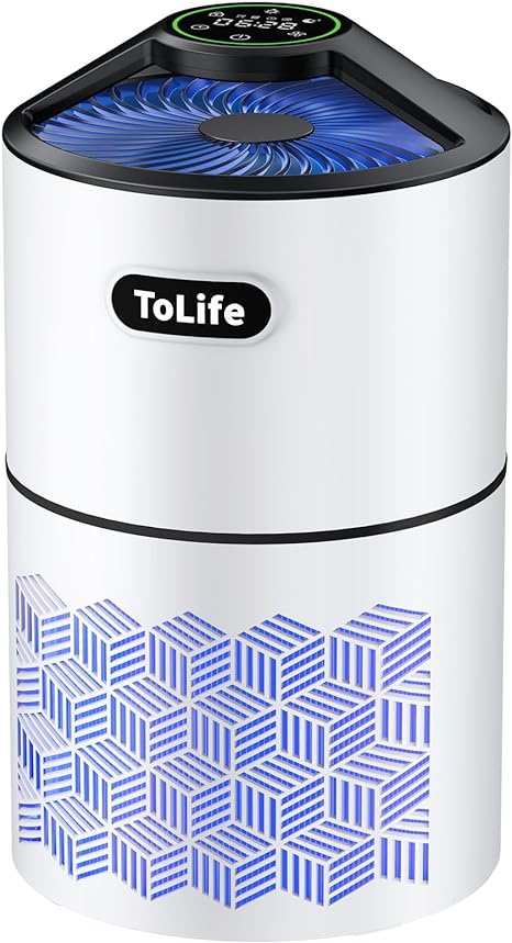 Tolife Air Purifiers for Home Large Room Up to1291 Ft² with Air Quality Sensors True HEPA Filter, Auto & Timing Function, HEPA Air Purifiers for Bedroom, Remove Smoke, Allergies,Dust, Pet Hair, White