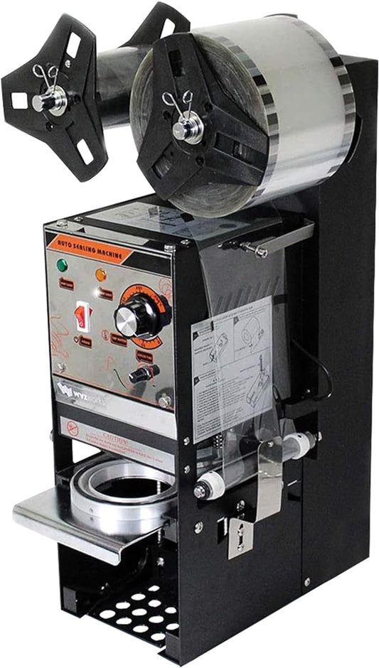 WYZworks 350W Semi Automatic Tea Cup Sealing Machine 300-500 cups/hr for Bubble Boba Milk Tea Coffee Smoothies Sealer