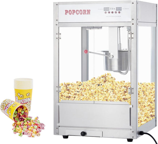 12 OZ Large Popcorn Machine for Movie Night, Commercial Popcorn Popper Machine with 10 PACK Popcorn Buckets, Temperature Control with Digital Display,Old Fashion Popcorn Machine Movie Theater Style