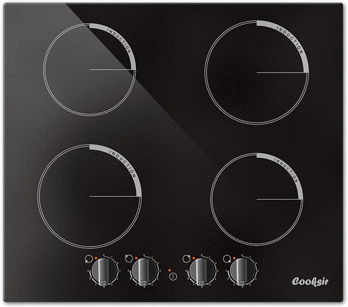 4 Burner Induction Cooktop - 24 Inch Induction Stove Top 7000W, Bulit-in Induction Stovetop Ceramic Glass with Auto Shut off, Residual Heat Indicator, 9 Power Heating Level, 220-240v (No Plug)