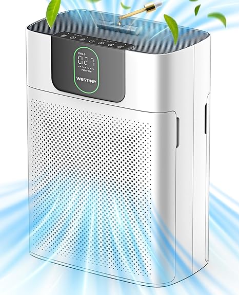 Air Purifier for Home Large Room Includes 2PCS Filters Up to 1820 ft² Double Sided Air Inlet True HEPA Air Purifiers Filter Air Cleaner with PM2.5 Air Quality Monitoring Auto Fragrance Sponge