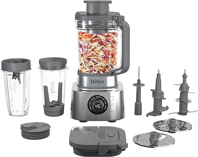 Ninja SS401 Foodi Power Blender Ultimate System with 72 oz Blending & Food Processing Pitcher, XL Smoothie Bowl Maker and Nutrient Extractor* & 7 Functions, Silver (Renewed)