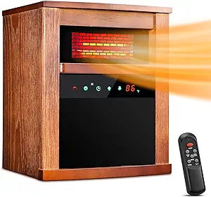 TRUSTECH Electric Space Heaters for Indoor Use, 1500W Infrared Heater with Remote Control, 3 Mode, 12h Timer, Small Portable Heater with Overheat & Tip-Over Protection, Room Heater for Bedroom, Office