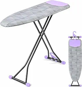 APEXCHASER Ironing Board, Ironing Boards with Iron Rest, Extra Thick Cover and Pad, Height Adjustable, Easy Storage with Smart Hanger 13x43 Grey