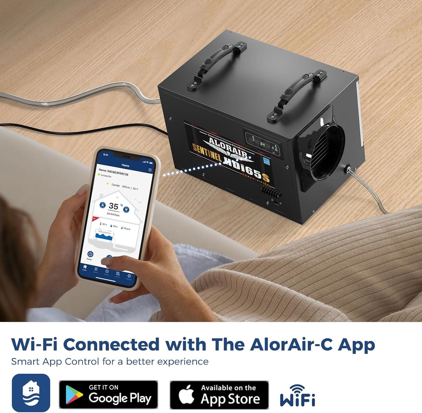 ALORAIR Crawl Space Dehumidifiers, 120 PPD Energy Star Wi-Fi APP Controls Crawlspace Dehumidifiers with Pump and Hose, Compact Auto Defrost Basement Commercial Dehumidifiers