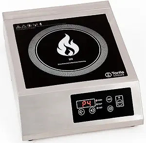 Commercial Induction Cooktop Burner - Professional 3400W 240V Induction Cooker Countertop Burners with Wider 9" Coil & 5 Cooling Fans - Portable Stainless Steel Electric Magnetic Range Stove Top