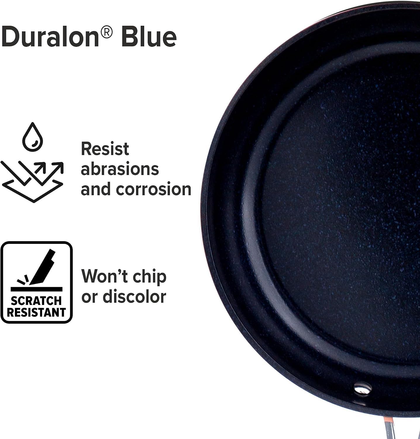 Nuwave 3-Piece Fry Pan Set, 8”, 10”, 12” Forged Lightweight, G10 Healthy Duralon Blue Ceramic Ultra Non-Stick, Induction-Ready & Works on All Cooktops, Ergonomic Stay-Cool Handles