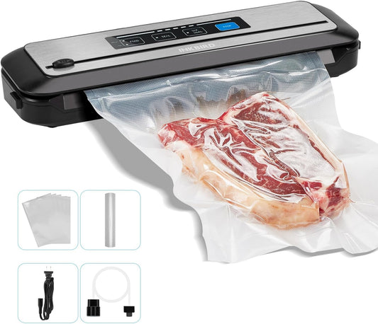 Inkbird Vacuum Sealer Machine with Starter Kit, Automatic PowerVac Air Sealing Machine for Food Preservation, Dry & Moist Sealing Modes,Built-in Cutter,Easy Cleaning Storage