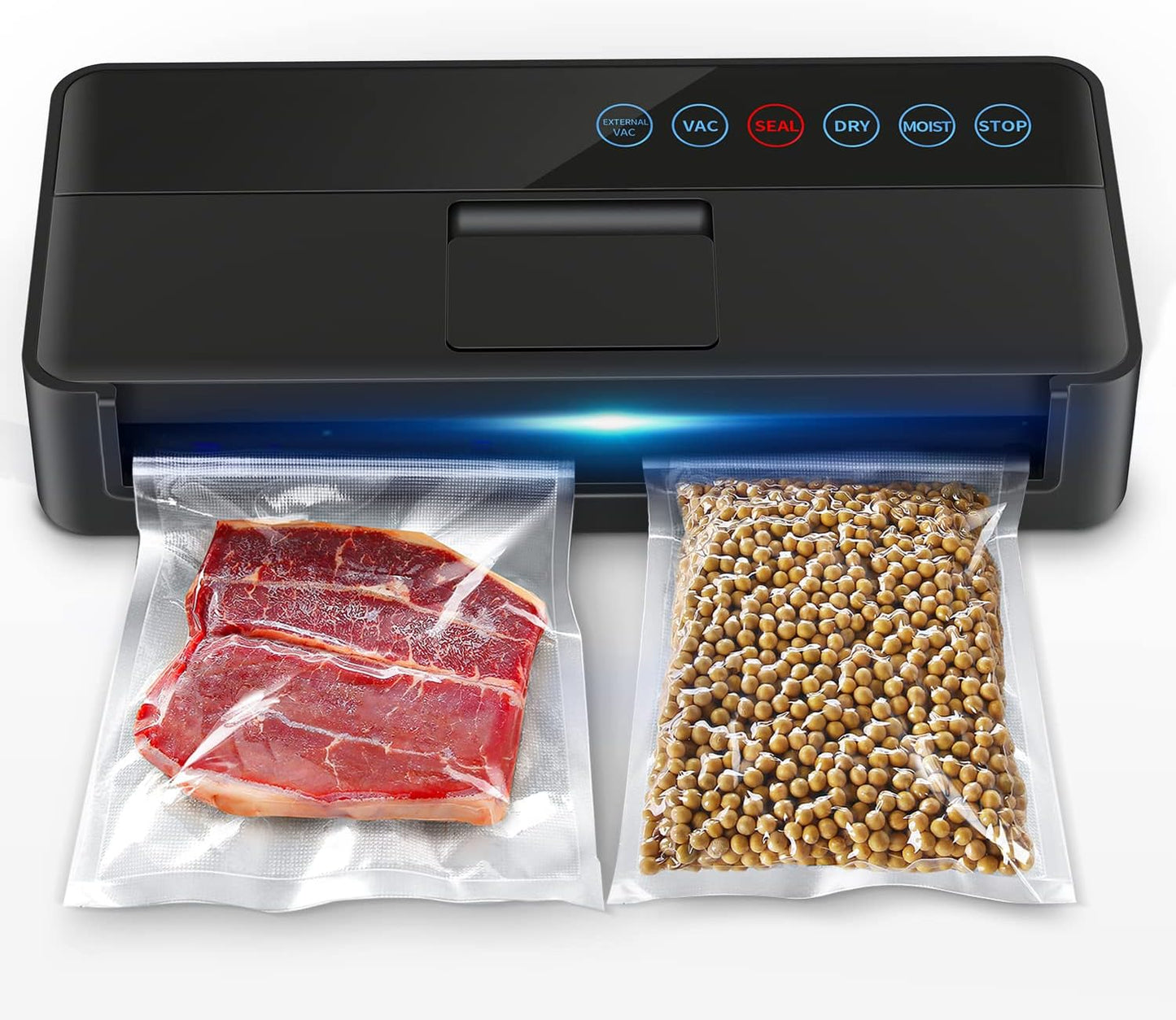 Vacuum Sealer Machine, Automatic Food for Preservation with sealers bags, Dry Moist Modes, Led Indicator Lights, Compact Design Full 95 Kpa (Black), large, V8111