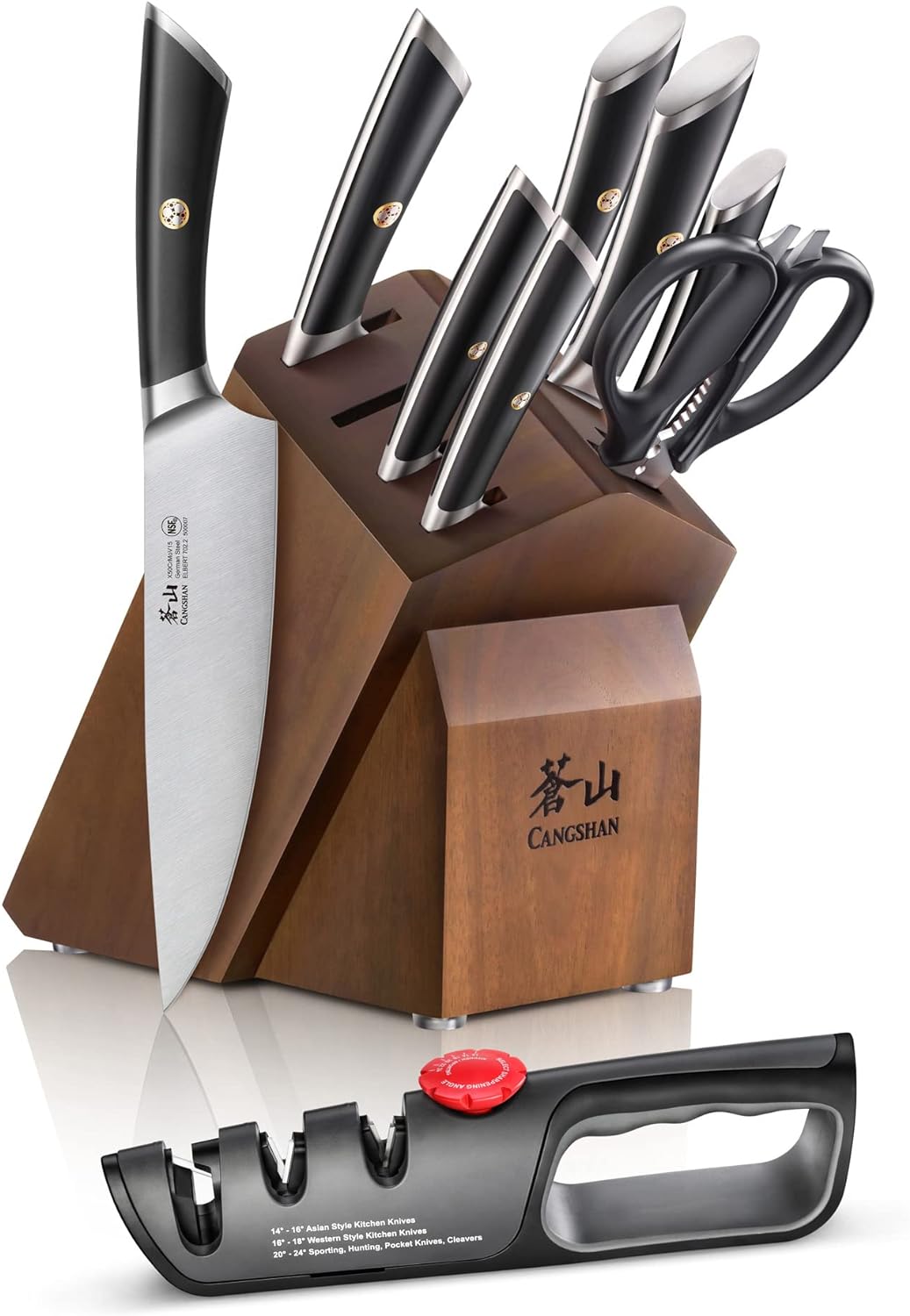 Cangshan ELBERT Series German Steel Forged Knife Block Sets (10-Piece, Black)