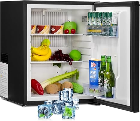 Mini Fridge 2.1 Cu Ft Compact Refrigerator, Small Absorption Refrigerators Cooler, 2 Ways 12V DC/110V AC Portable Fridges for Bedroom, RV, Truck, Office, Dorm with Lock Reversible Door, Black