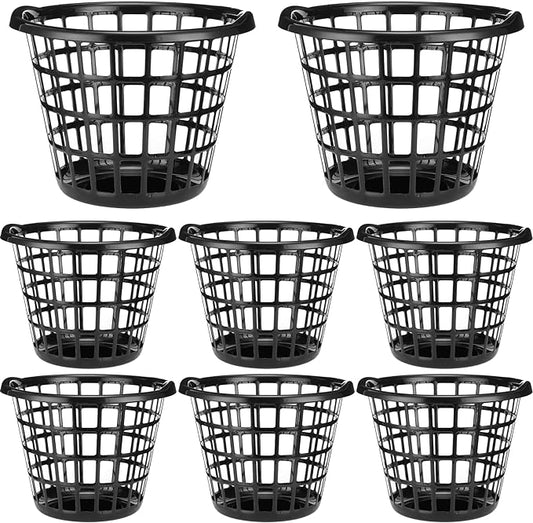 Uiifan 8 Pcs Black Lightweight Laundry Baskets Plastic Large Round Bushel Baskets Capacity Plastic Clothes Basket Space Saving Narrow Laundry Hampers