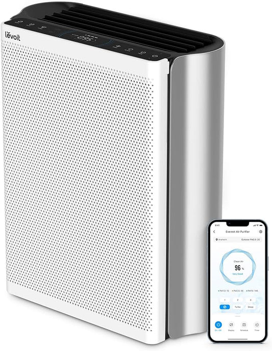 LEVOIT Air Purifiers for Home Large Room with Washable Filter, 3-Channel Air Quality Monitor, Smart WiFi and Filter for Pet, Allergy, Smoke, Dust, Alexa Control, 2790 Ft², EverestAir/EverestAir-P