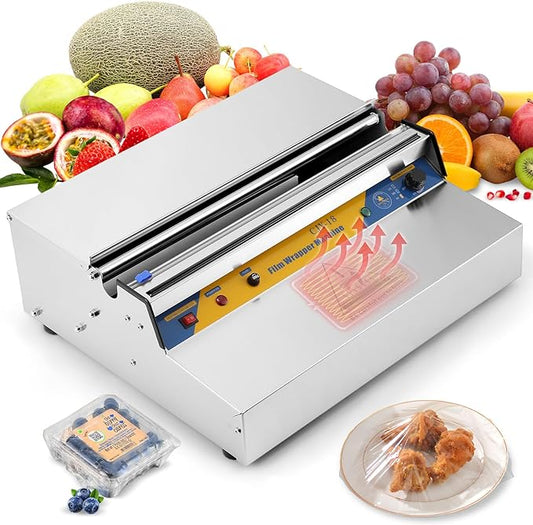 Hanchen Film Wrapper with Built-in heating plate, Film Wrapping Machine 110v US Plug Hand Wrapping Machine Heating Film Sealing for Food Fruit Tray Food Packaging in Supermarket, Fruit Shop, Hotel 18"