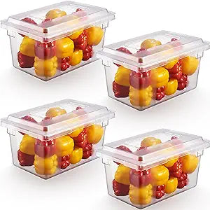 CURTA 4 Pack Food Storage Box with Lid, 5 Gallon - 18" x 12" x 9" NSF Listed Commercial Grade Clear Polycarbonate Container