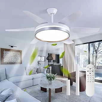 52" Industrial Ceiling Fans with Light and Remote White,3-Color Farmhouse Ceiling Fan with lights, Adjustable Height,Dimmable Modern Ceiling Fan for Living Room Bedroom, Dining Room