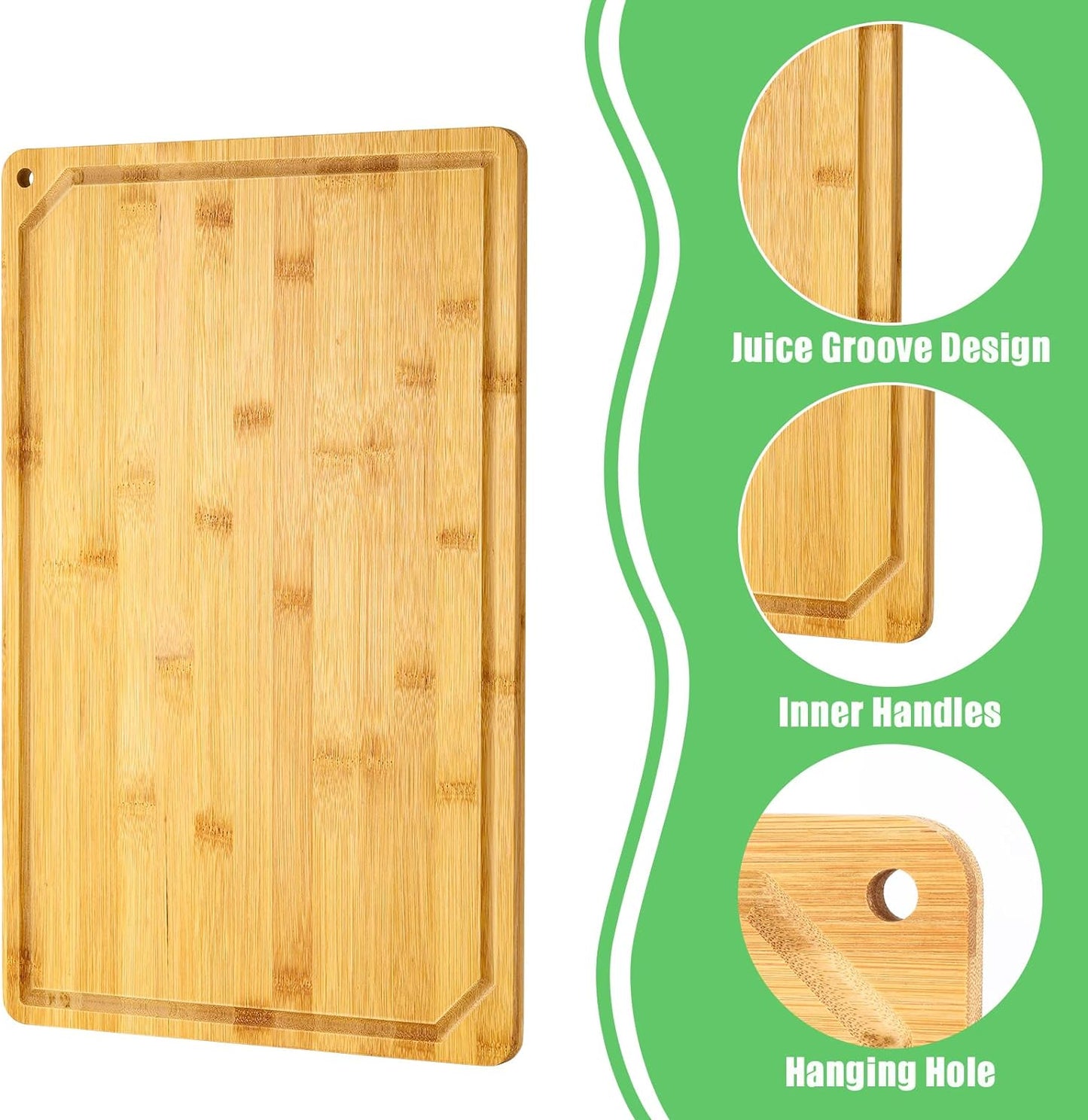 Eaasty 12 Set Extra Large Plain Cutting Board Bulk Heavy Duty Wood Cutting Boards Set with Juice Groove for Kitchen Wedding Housewarming Crafts Gifts, Pre Oiled (18" x 12",Bamboo)