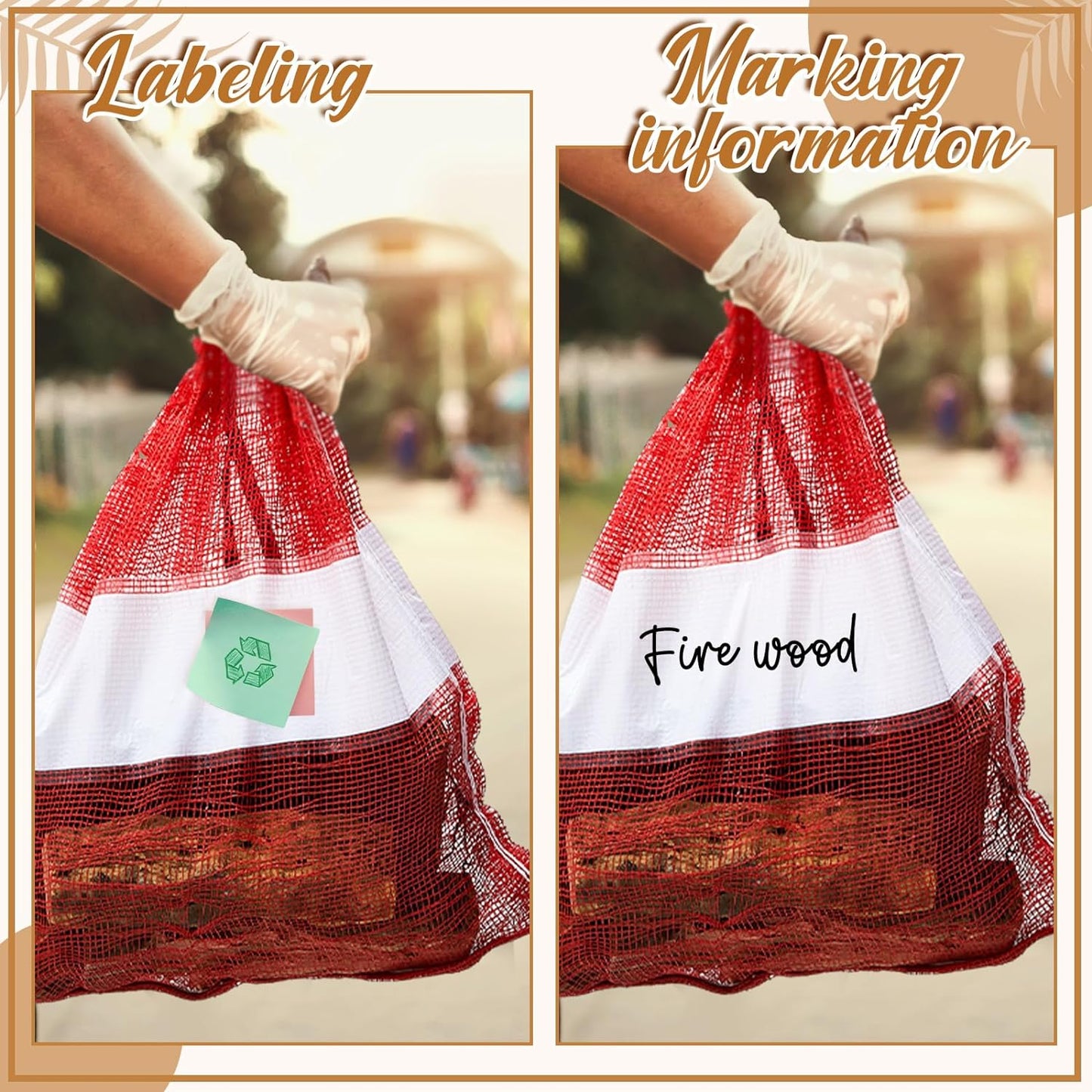 10 Pcs 22 x 24 Inch Onion Bags Reusable Mesh Produce Bags with Drawstring Firewood Bags Onion Potato Storage Sacks for Garden Vegetable Fruit Produce Packaging Supplies