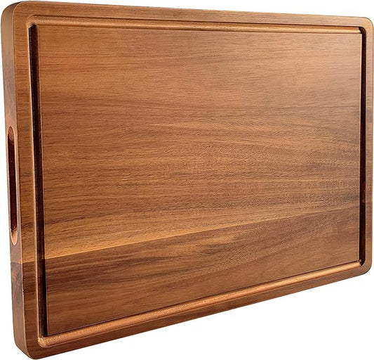 XX-Large Cutting Board Wood for Kitchen, 24x18x1" Reversible Large Wooden Chopping Board Charcuterie boards with Juice Grooves and Side Handles, Ideal for Meat, Cheese, Vegetables, Fruits, Bread