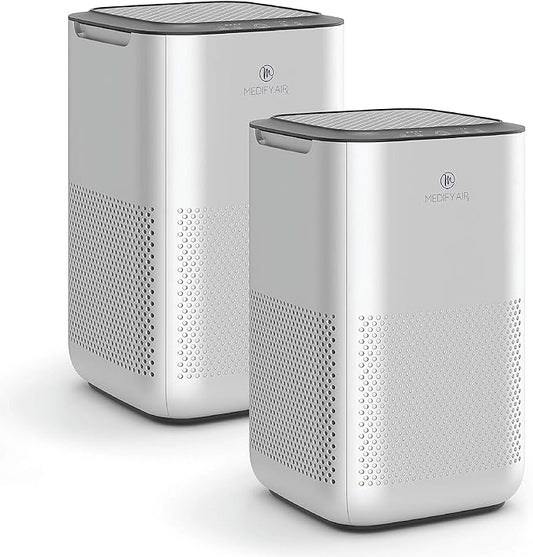 Medify MA-15 Air Purifier with True HEPA H13 Filter | 585 ft² Coverage in 1hr for Allergens, Smoke, Wildfires, Dust, Odors, Pollen, Pet Dander | Quiet 99.9% Removal to 0.1 Microns | Silver, 2-Pack