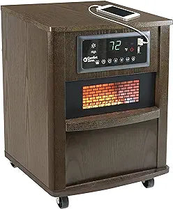 Comfort Zone Indoor Space Heater, 20 inch, 1,500 watt, Cabinet Heater with Remote, Infrared, Quartz, USB Charging Ports, Timer, Tip Over Switch & Overheat Protection, Ideal for Home & Office, CZ2062W