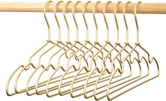 12.6” Matte Gold Metal Kids Baby Hangers, 60Pack, Non Slip Suit for Coated Wire Children Clothes Hangers Closet Storage, Retail Display,Space Saving for Toddler Coats Infant Hangers