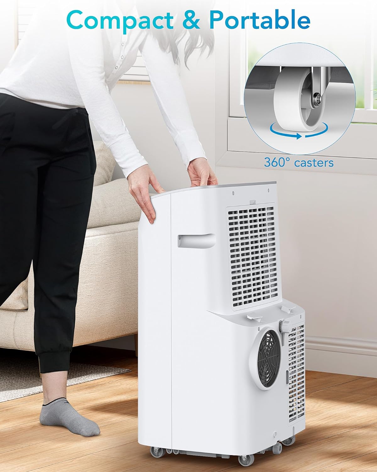 Portable Room Air Conditioner, 12,000 BTU Portable AC Unit with Fan/Dehumidifier/Sleep Mode/Remote Control/24H Timer/Installation Kit, Stand Up AC Unit Room Cooling Up to 400sq.ft