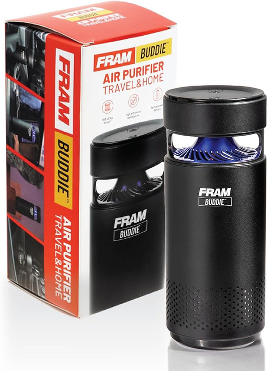 FRAM Buddie HEPA Air Purifier H13 Filtration & UV-C LED Sanitization, Cable-Free Rechargeable Portable Air Purifier for Home, Car & Work, Eliminates 99.97% of Dust, Smoke & Other Pollutants | CAP30200