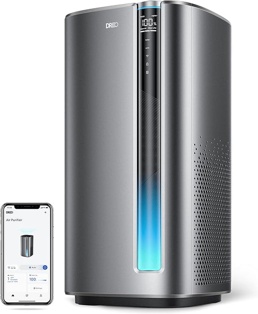 Dreo Air Purifiers for Home Large Room Bedroom, H13 True HEPA Filter Removes 99.985% of Pets Hair Particles Dust Smoke Pollen, PM2.5 Monitor, Auto Mode, Smart WiFi Voice Control, Works with Alexa