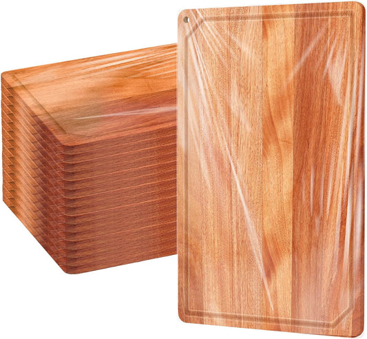 Eaasty 12 Set Extra Large Plain Cutting Board Bulk Heavy Duty Wood Cutting Boards Set with Juice Groove for Kitchen Wedding Housewarming Crafts Gifts, Pre Oiled (14" x 11",Walnut)