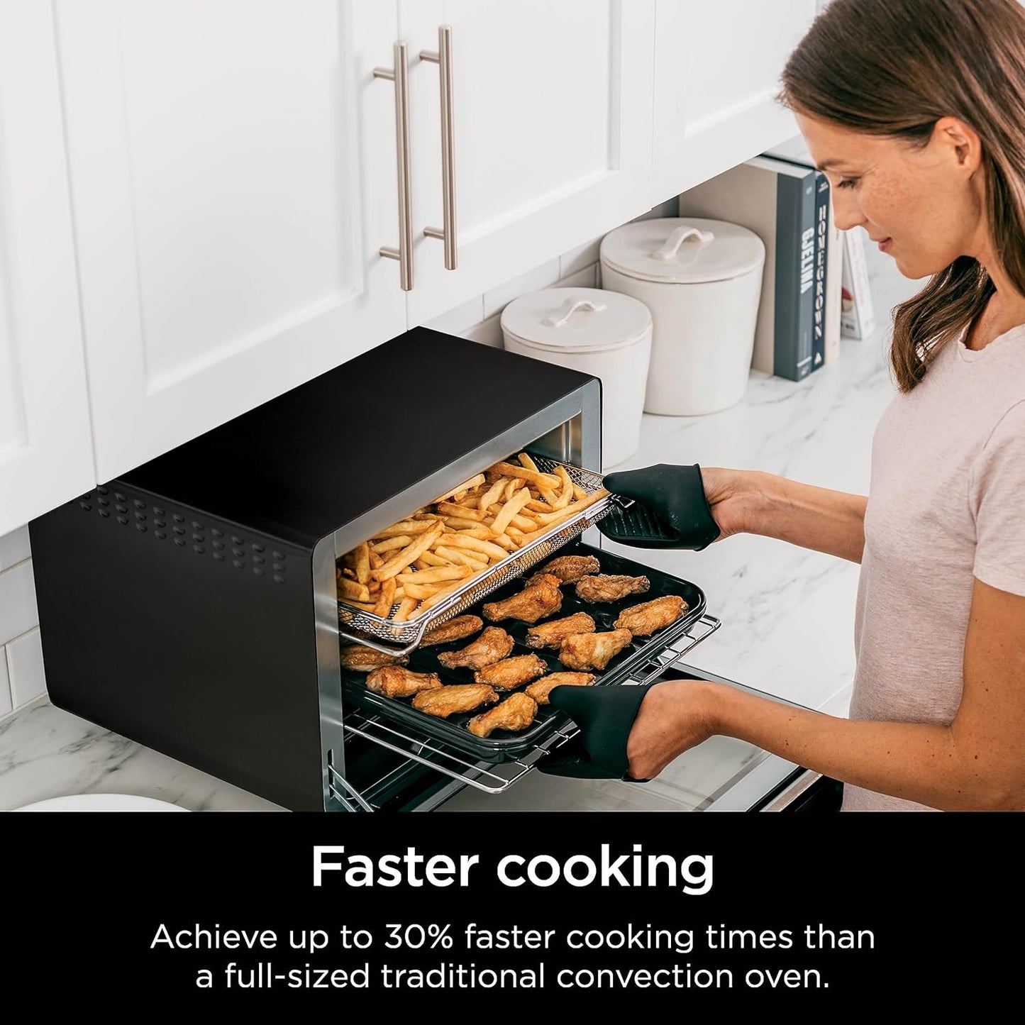 Ninja DT202BK Foodi 8-in-1 XL Pro Air Fry Oven, Large Countertop Convection Oven, Digital Toaster Oven, 1800 Watts, Black, 12 in.