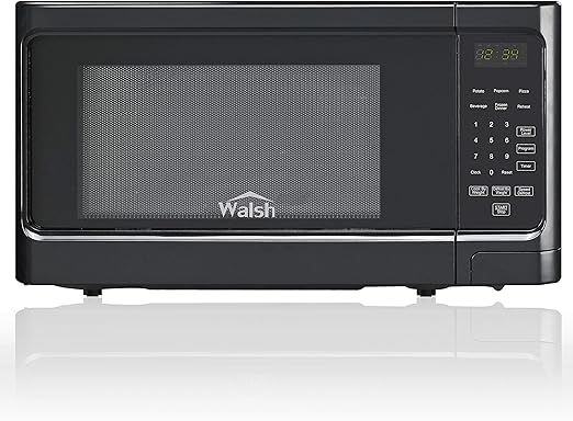 Walsh WSCMS311BK-10 Countertop Microwave Oven, 6 Cooking Programs LED Lighting Push Button, 1.1 Cu.Ft/1000W, Black