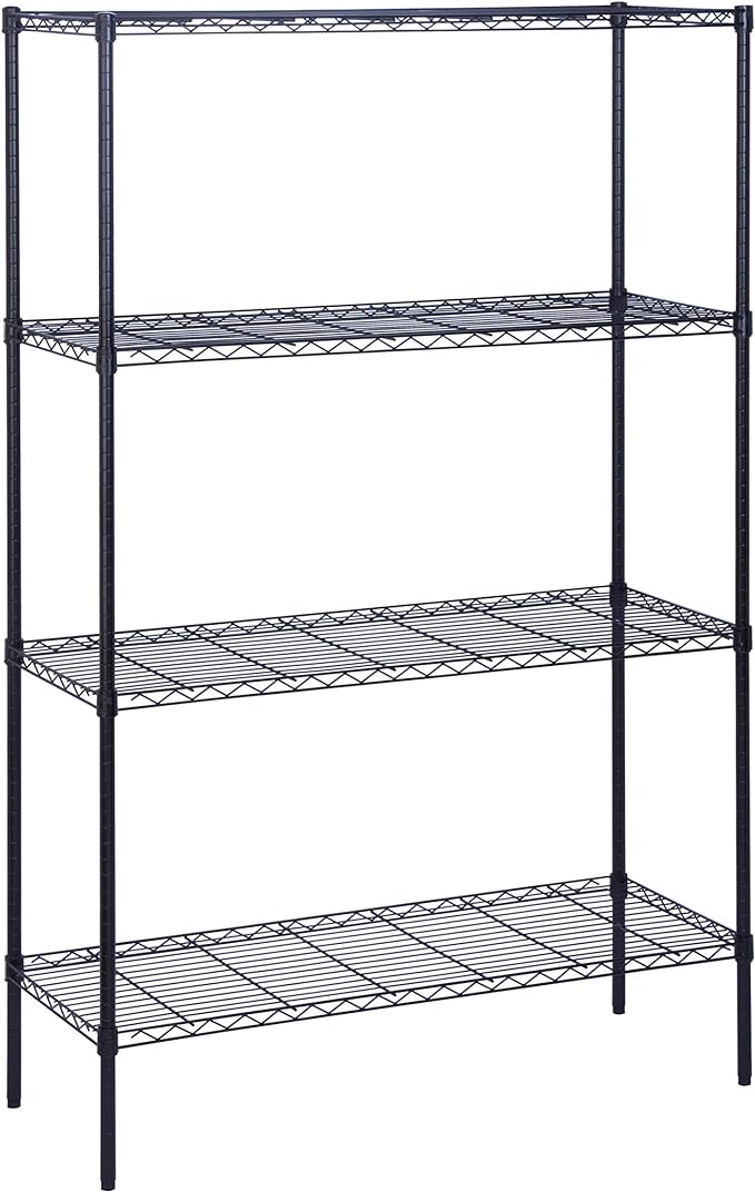 Honey Can Do 4-Tier Adjustable Shelving Unit with 350-lb Shelf Capacity, Black SHF-05225 Black