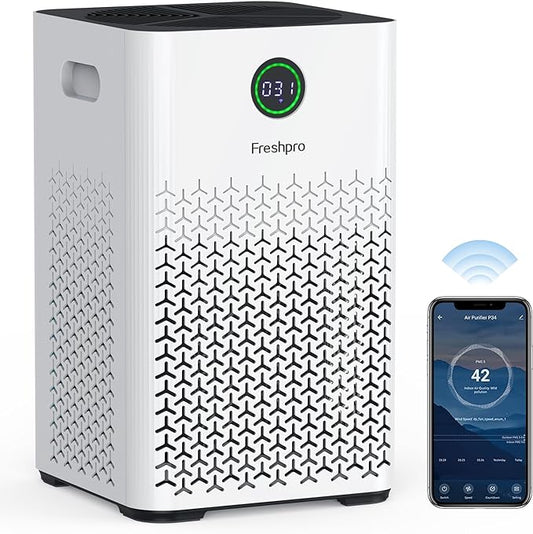 Smart Air Purifier for Home, Covers Up to 2000 ft² 4-in-1 Air Filter, H13 HEPA Wifi Air Purifiers for Large Room Kitchens Basement Bedroom, Air Cleaner for Pets Hair Dust Pollen, KF-P34