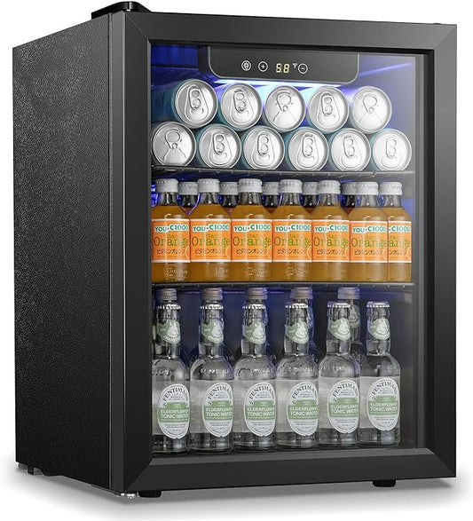 Antarctic Star Beverage Refrigerator Cooler 68 Can, Mini Fridge with Glass Door for Beer Drinks Wine,Freestanding Small Fridge with Electronic Temperature Control for Home and Bar,1.7 cu.ft.…