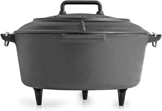 Volcano Grills Cast Iron Vintage Style Dutch Oven for Camping, 8 quarts, Black