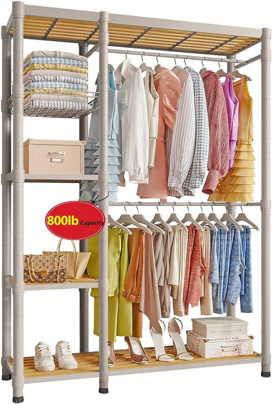 Free Standing Closet Heavy Duty Freestanding Wardrobe 800lbs Capacity, Metal Standing alone Closet, Freestanding Closet Organizer, standing wardrobe closet