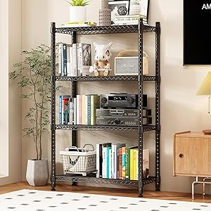 4-Shelf Storage Shelving Unit,Heavy-Duty Storage Rack with 250Lbs Loading Capacity per Shelf,Standing Metal Storage Shelves for Laundry Kitchen Garage,13.77 "D x 35.43 "W x 54.33 "H