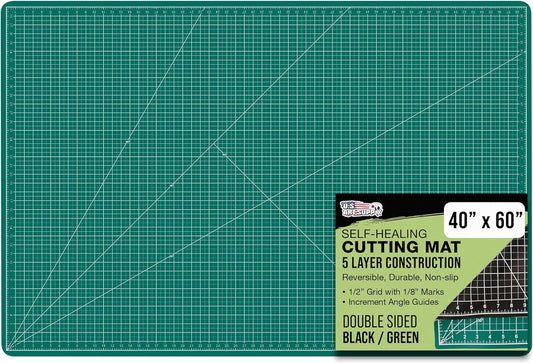 U.S. Art Supply 40" x 60" Green/Black Professional Self Healing 5-Ply Double Sided Durable Non-Slip Cutting Mat Great for Scrapbooking, Quilting, Sewing and all Arts & Crafts Projects