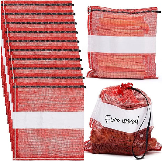 10 Pcs 22 x 24 Inch Onion Bags Reusable Mesh Produce Bags with Drawstring Firewood Bags Onion Potato Storage Sacks for Garden Vegetable Fruit Produce Packaging Supplies