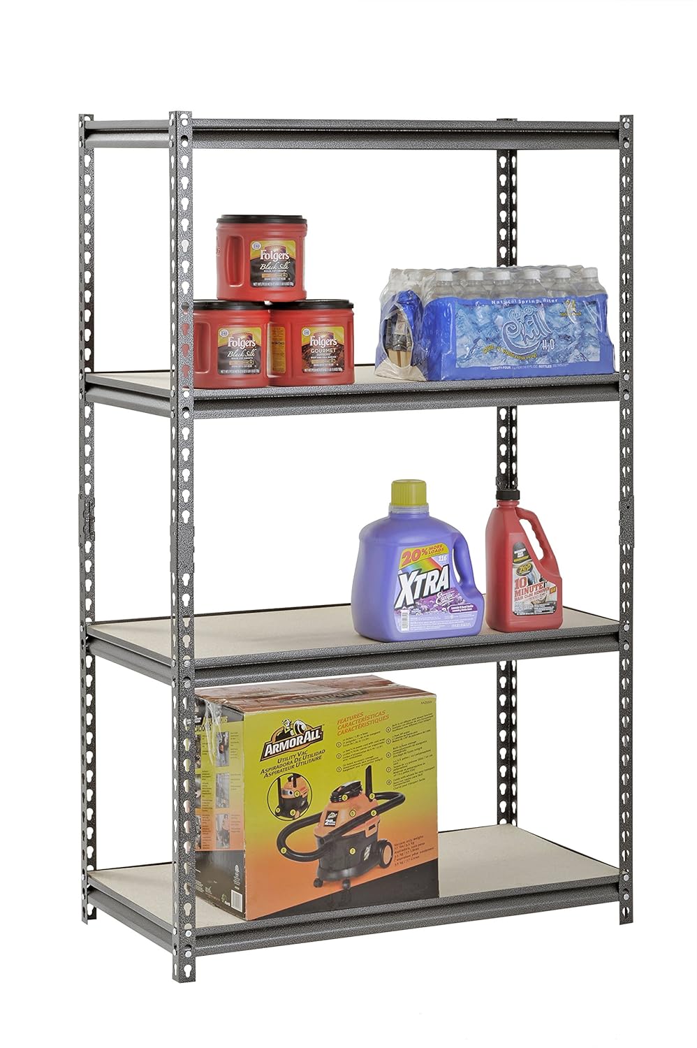 Muscle Rack UR361860PB4P-SV Silver Vein Steel Storage Rack, 4 Adjustable Shelves, 3200 lb. Capacity, 60" Height x 36" Width x 18" Depth