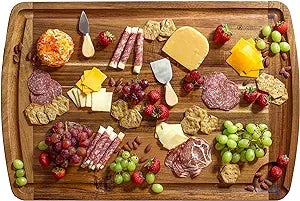 Rock & Branch 30" x 20" Acacia Wood Extra Large Cutting Board, Stove Top Cover or Over the Sink Chopping Block, Noodle Board and Giant Charcuterie Serving Tray